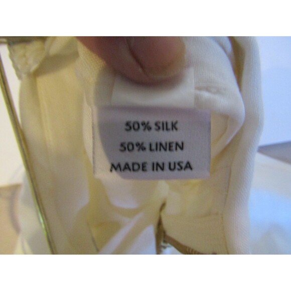 Catherine Gee Pants NWOT White Linen Silk Trousers Pleated Womens Size 6 - Picture 8 of 8